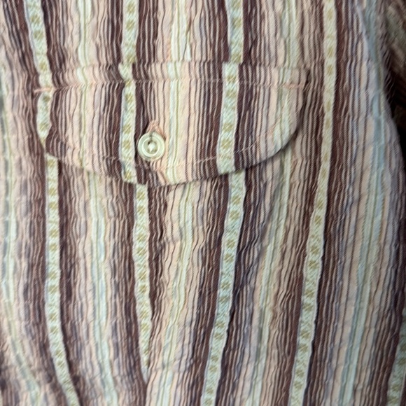 North Face Women's Large Button Roll Long Sleeve Stripe Camp Shirt Pink - Picture 6 of 10